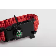   Survival bracelet, 255×34×11 mm, Everestus, 20FEB7509, Nylon paracord, Rosu, Negru