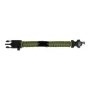 Survival bracelet, 255×34×11 mm, Everestus, 20FEB7508, Nylon paracord, Verde, Negru
