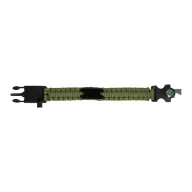   Survival bracelet, 255×34×11 mm, Everestus, 20FEB7508, Nylon paracord, Verde, Negru