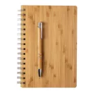 Set agenda A5 cu spirala si pix, 140×210×15 mm, Everestus, 20FEB10188, Bambus, Hartie, Natur