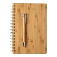   Set agenda A5 cu spirala si pix, 140×210×15 mm, Everestus, 20FEB10188, Bambus, Hartie, Natur