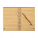 Set agenda A5 cu spirala si pix, 140×210×15 mm, Everestus, 20FEB10188, Bambus, Hartie, Natur