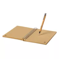   Set agenda A5 cu spirala si pix, 140×210×15 mm, Everestus, 20FEB10188, Bambus, Hartie, Natur