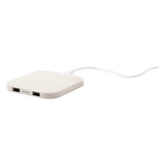   Wireless charger, 90×90×9 mm, Everestus, 20FEB11188, Paie de grau, ABS, Natur