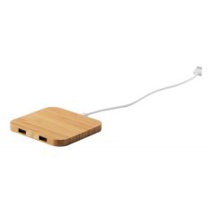   Wireless charger, 90×90×9 mm, Everestus, 20FEB11171, Bambus, Natur