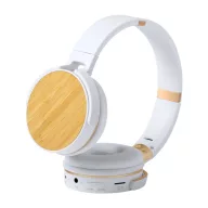   Bluetooth headphones, 175×205×90 mm, Everestus, 20FEB6357, Plastic, Bambus, Alb, Natur