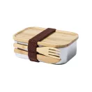 Caserola pranz, 600 ml, 164x56x115 mm, Everestus, 20SEP0116, Otel, Bambus, Natur