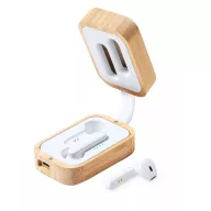   Casti audio bluetooth, 21MAR1571, 47x90x33 mm, Everestus, Bambus, Plastic, Natur, Alb