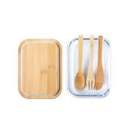   Caserola, 21MAR1217, 500 ml, 172x67x127 mm, Everestus, Sticla, Bambus, Natur, Transparent