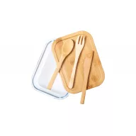   Caserola, 21MAR1217, 500 ml, 172x67x127 mm, Everestus, Sticla, Bambus, Natur, Transparent
