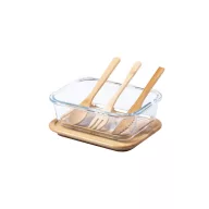   Caserola, 21MAR1217, 500 ml, 172x67x127 mm, Everestus, Sticla, Bambus, Natur, Transparent