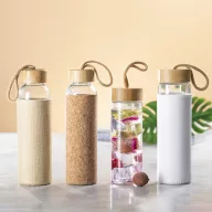   Sticla de apa, sport, Everestus, 2707275, Sticla, Pluta, 500 ml, ø63x225 mm, Transparent, Natur