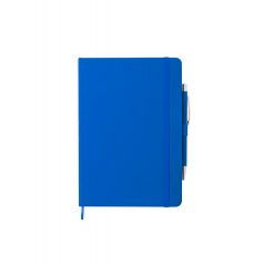  Agenda A5 cu pix, 100 pagini dictando, Everestus, 2707295, Piele ecologica, Aluminiu, 155x210x15 mm, Albastru