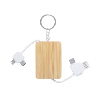   Incarcator usb breloc, Everestus, 21OCT1301, 40 x 100 x 8 mm, Bambus, Alb