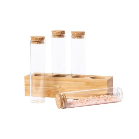 Set 4 recipiente condimente cu suport, Everestus, 22FEB0083, 173x140x52 mm, Sticla, Transparent