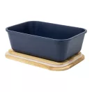 Caserola pentru pranz, Everestus, 2610E17304, 1000 ml, 200x140x70 mm, Polipropilena, Bambus, Albastru Dark