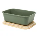 Caserola pentru pranz, Everestus, 2610E17305, 1000 ml, 200x140x70 mm, Polipropilena, Bambus, Verde