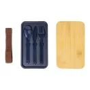 Caserola pentru alimente, 700 ml, Everestus, 2601E15289, 180x106x96 mm, Polipropilena, Bambus, Albastru inchis