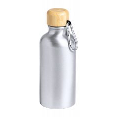   Sticla de apa sport, Everestus, 18SEP3095, 400 ml,  Ø66x175 mm, Aluminiu, Bambus, Argintiu