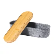   Penar cu rigla si suport de telefon, Everestus, 42FEB230819, 198x63x56 mm, Bambus, Pasla, Gri, Natur