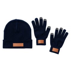   Set caciula si manusi, Everestus, 42FEB230241, universala, Unisex, Acril, Poliuretan, Albastru Dark
