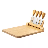   Set tocator si 4 cutite branzeturi, Everestus, 42FEB232030, 300x40x214 mm, Bambus, Otel, Natur