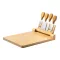 Set tocator si 4 cutite branzeturi, Everestus, 42FEB232030, 300x40x214 mm, Bambus, Otel, Natur