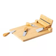   Set tocator si 4 cutite branzeturi, Everestus, 42FEB232030, 300x40x214 mm, Bambus, Otel, Natur