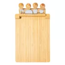 Set tocator si 4 cutite branzeturi, Everestus, 42FEB232030, 300x40x214 mm, Bambus, Otel, Natur