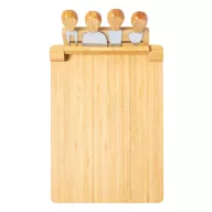   Set tocator si 4 cutite branzeturi, Everestus, 42FEB232030, 300x40x214 mm, Bambus, Otel, Natur