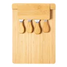 Set tocator si 4 cutite branzeturi, Everestus, 42FEB232030, 300x40x214 mm, Bambus, Otel, Natur