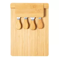  Set tocator si 4 cutite branzeturi, Everestus, 42FEB232030, 300x40x214 mm, Bambus, Otel, Natur