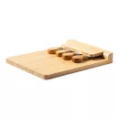 Set tocator si 4 cutite branzeturi, Everestus, 42FEB232030, 300x40x214 mm, Bambus, Otel, Natur
