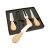 Set 4 cutite pentru branzeturi, 190×160×23 mm, Everestus, 20FEB13358, Otel inoxidabil, Lemn, Natur