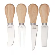   Set 4 cutite pentru branzeturi, 190×160×23 mm, Everestus, 20FEB13358, Otel inoxidabil, Lemn, Natur