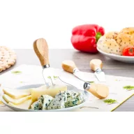   Set 4 cutite pentru branzeturi, 190×160×23 mm, Everestus, 20FEB13358, Otel inoxidabil, Lemn, Natur
