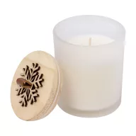   Lumanare parfumata vanilie cu design de Craciun, 2401E17481, Everestus, ø70x103 mm, Ceara, Lemn, Alb