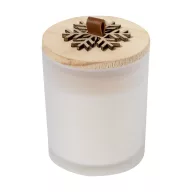   Lumanare parfumata vanilie cu design de Craciun, 2401E17481, Everestus, ø70x103 mm, Ceara, Lemn, Alb