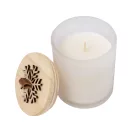 Lumanare parfumata vanilie cu design de Craciun, 2401E17481, Everestus, ø70x103 mm, Ceara, Lemn, Alb