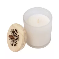   Lumanare parfumata vanilie cu design de Craciun, 2401E17481, Everestus, ø70x103 mm, Ceara, Lemn, Alb