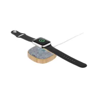   Incarcator wireless 15 W, 2401E17077, Everestus, 90x16x90 mm, Bambus, Pasla, Gri inchis