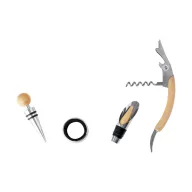   Set 4 accesorii vin cu joc de sah, 2402E18195, Everestus, 148x168x52 mm, Bambus, Otel, Natur