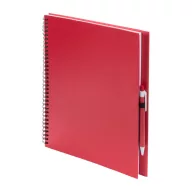   Agenda A4, velina, cu spirala si pix, 210×290 mm, Everestus, 20FEB10343, Carton, Hartie reciclata, Rosu