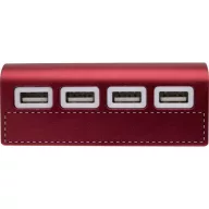   Usb hub, 89×21×37 mm, Everestus, 20FEB4750, Aluminiu, Rosu, Alb