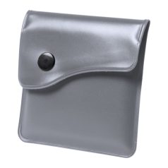   Scrumiera de buzunar, 80×80×11 mm, Everestus, 20FEB10782, PVC, Aluminiu, Argintiu