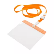   Badge lanyard, 112×485×5 mm, Everestus, 20FEB3329, Poliester, PVC, Portocaliu, Transparent