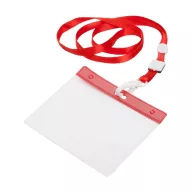   Badge lanyard, 112×485×5 mm, Everestus, 20FEB3330, Poliester, PVC, Rosu, Transparent