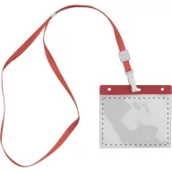   Badge lanyard, 112×485×5 mm, Everestus, 20FEB3330, Poliester, PVC, Rosu, Transparent