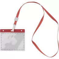   Badge lanyard, 112×485×5 mm, Everestus, 20FEB3330, Poliester, PVC, Rosu, Transparent