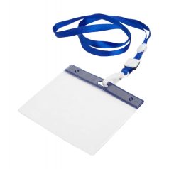   Badge lanyard, 112×485×5 mm, Everestus, 20FEB3327, Poliester, PVC, Albastru, Transparent